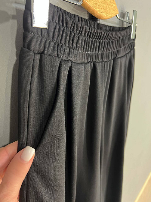 Брюки жіночі A-N 2333 широкі палаццо рівні від стегна талія на резинці щільний трикотаж чорні, чорний, M Київ - фото 9