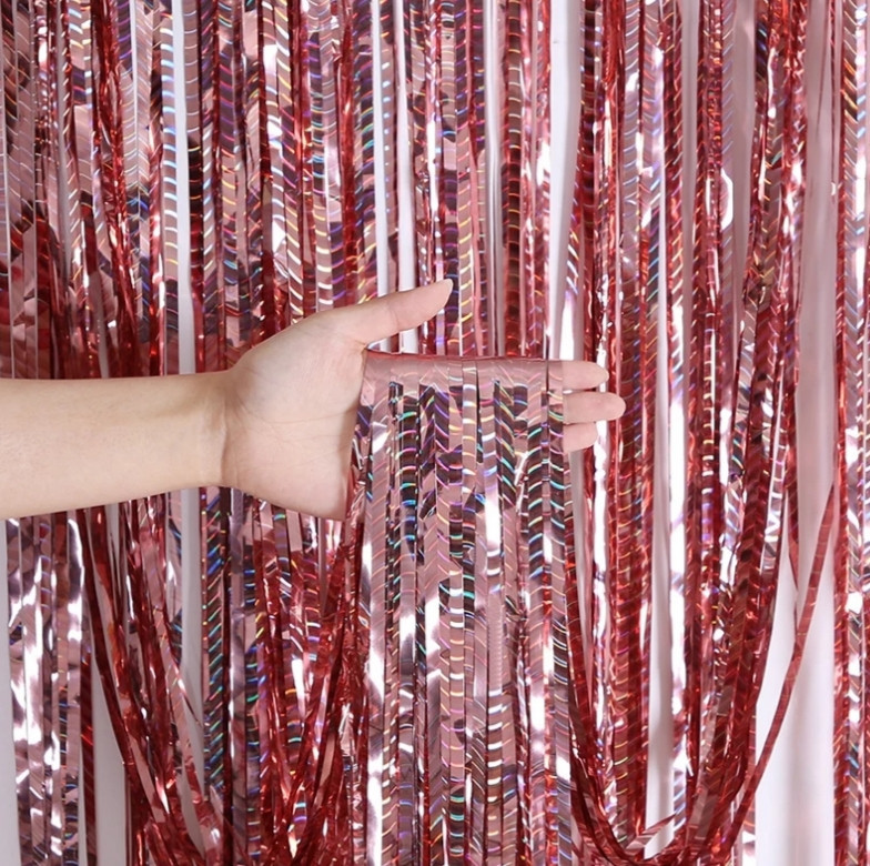 Дождик для фотозоны с блестящей голограммой 2 м на 1 м розовое золото Киев - изображение 1