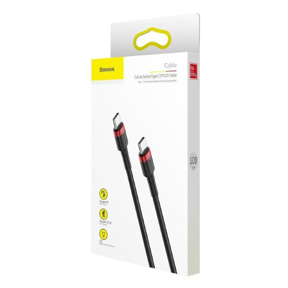Кабель Baseus Cafule USB Cable Type-C-Type-C 3A 1m, колір червоний+Black CATKLF-G91 Одеса - фото 2
