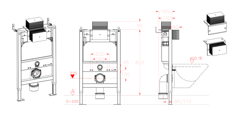 Інсталяція для підвісного унітазу Koer KT-0403 500x165x820mm без панелі змиву   ( KR5313 ) 37665 Харків - фото 5