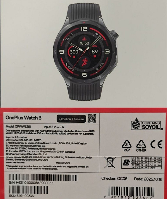 Смарт-часы OnePlus Watch 3 Global 47mm, NFC, IP68, 5ATM Оригинал. Харьков - изображение 2