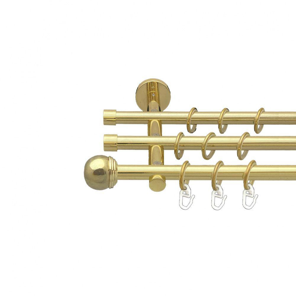 Карниз Orvit Тоді Макс металевий трирядний циліндр (20 см) гладка труба кільце металеве Золото 16\16\16 мм 200 см (00-00014748) Львів - фото 1