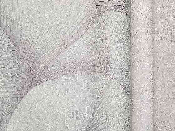 Шпалери вінілові на флізеліні Marburg Kumano 1.06х10 листя сірі бузкові зі сріблястим 3д лофт 34562 Київ