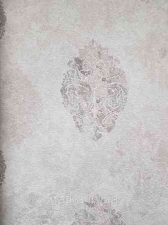 Шпалери вінілові на флізеліні гарячого тиснення DU&KA 1.06х10 вензель основа під штукатурку сірі коричневі Київ
