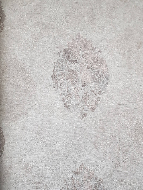 Шпалери вінілові на флізеліні гарячого тиснення DU&KA 1.06х10 вензель основа під штукатурку сірі коричневі Київ - фото 1