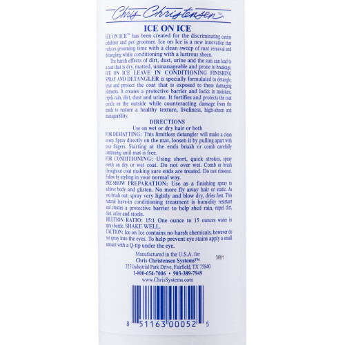 Кондиціонер Chris Christensen Ice On Ice Concentrate для собак та котів для розплутування ковтунів 473 мл Київ - фото 4