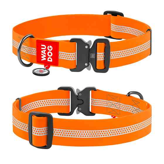 Ошейник для собак водостойкий WAUDOG Waterproof з QR-паспортом, світловідбиваючий, металева пряжка-фастекс, XXL, Ш 40 мм, Д 46-70 Київ