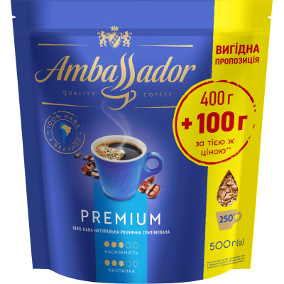 Кофе Ambassador Premium растворимый 500 г (am.53445) Винница - изображение 1