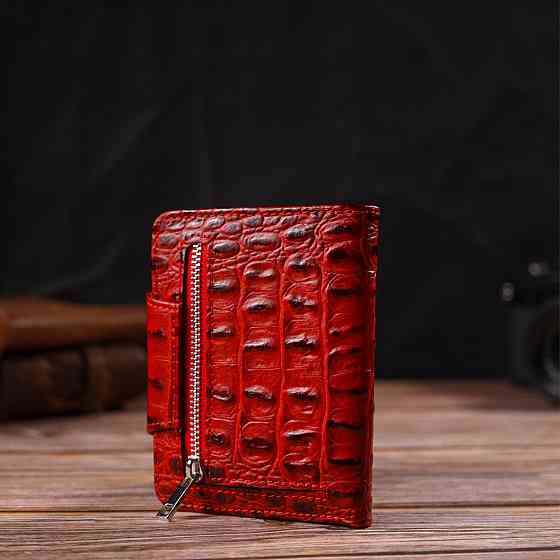 Жіноче фактурне портмоне середнього розміру з натуральної шкіри з тисненням під крокодила CANPELLINI 21807 Червоне Київ