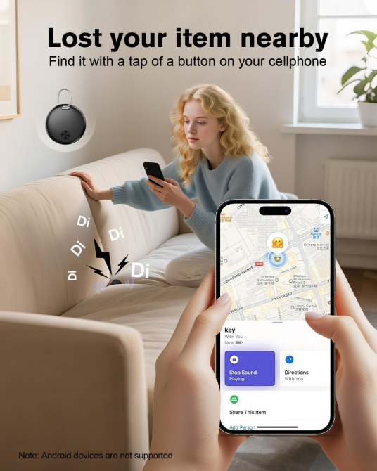 Смарт-трекер Hauibela weTag mini для пошуку речей, Apple Find My, Bluetooth до 50 м, звуковий сигнал, CR2032, iOS Київ - фото 5