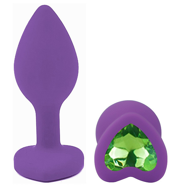 Силиконовая анальная пробка EGZO - Silicone Violet Heart Plug Green, size S Sex Aura Киев - изображение 2