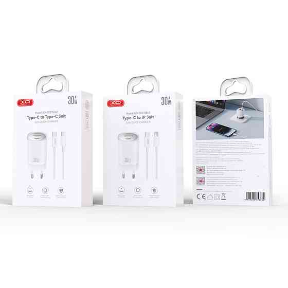 Мережевий зарядний пристрій XO CE21 PD30W/PPS33W 1USB-A+1USB-C + Type-C кабель білий Львів