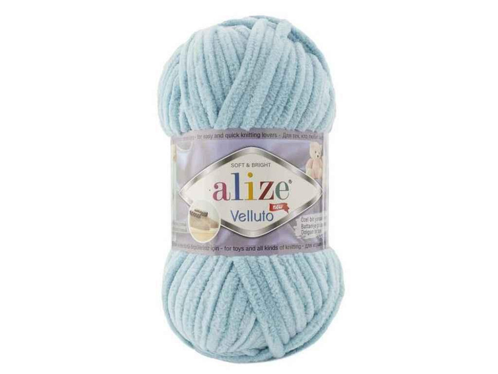 Пряжа Velluto 414 5шт/уп лазурный 100% микрополиэстер 100г 68м ТМ Alize Sollmir Киев - изображение 1