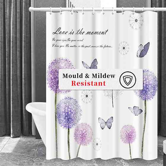 Шторка для ванны из полиэстера водонепроницаемая Bathlux 180x180 см с кольцами, занавеска для ванной комнаты Каменец-Подольский