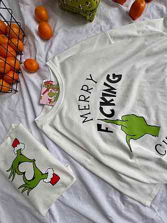 Унисекс новогодняя стильная футболка с принтом хлопок. Одесса