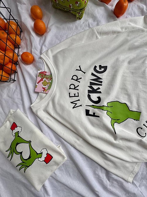 Унісекс новорічна стильна футболка з принтом бавовна Одеса - фото 5