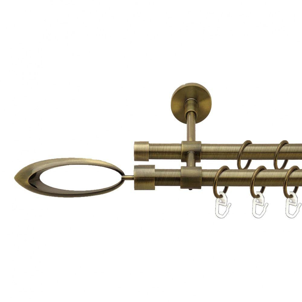 Карниз Orvit Венеція металевий дворядний закритий гладка труба кільце металеве Антик 16\16 мм 160 см (7329375) Львов - изображение 1