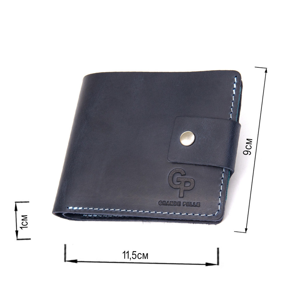 Чоловіче портмоне з натуральної шкіри Темно-синій (GRANDE PELLE) Київ - фото 7