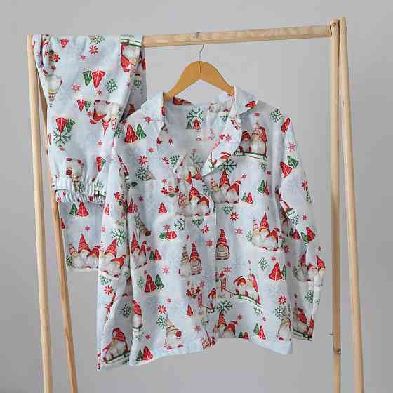 Фемелі новорічні теплі піжами з гномами жіноча та дитяча (сорочка+штани) Кам'янець-Подільський