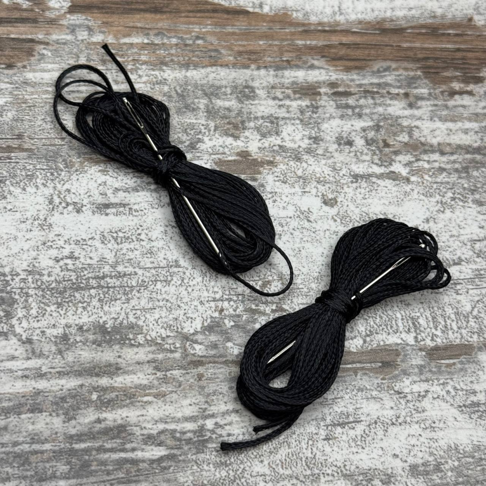 Оплетка чехол на руль из кожзама 37-38см с обтяжкой, черная, нить и игла в комплекте Киев - изображение 2