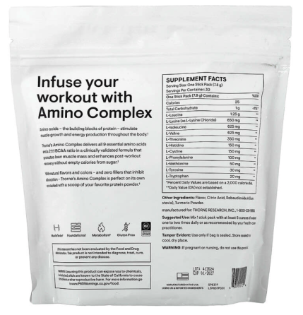 Амінокислотний комплекс Thorne Amino Complex 30 пакетиків-стиків  лимон Київ