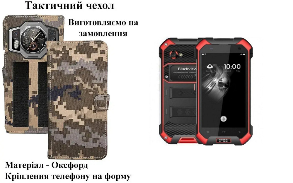 Тактический чехол для Blackview BV5300, BV5300 Plus, BV5300 Pro, крепится к снаряжению на липучке Киев - изображение 1