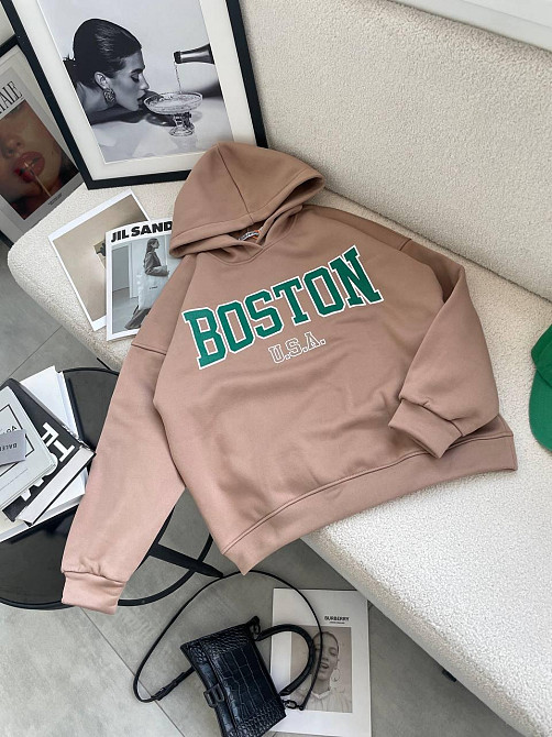 Женская теплая стильная худи оверсайз с капюшоном трехнить на флисе. Одесса - изображение 6