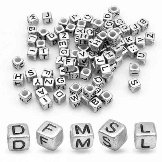 Декоративні намистинки для творчості Алфавіт Кубики Dom Busin УТ000004425 в упаковці 130 шт Вінниця