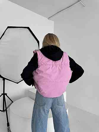 Жіноча двостороння жилетка з кулісками з боків і кишенею плащівка емі + силікон Рожевий, 46/48 Одеса