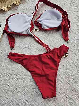 Жіночий суцільний купальник на одне плече Червоний M Харків