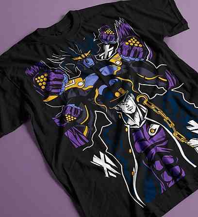 Футболка для мальчика аниме Джоджо С Бизарре Адвентуре оверсайз (рост от 165 до 180 ) Черний AnimeJ1177m Днепр