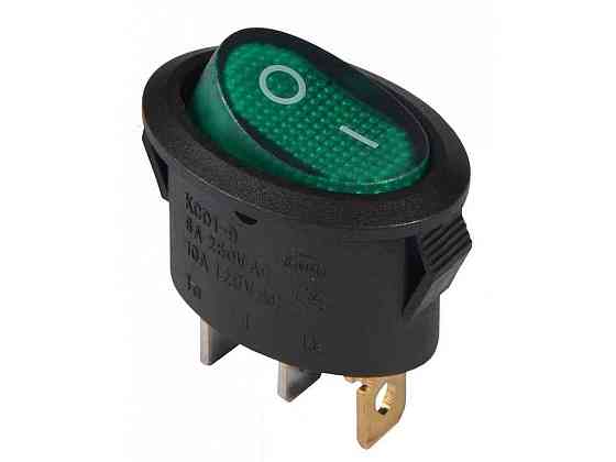 Переключатель 1 клавиатур. овал. зеленый с подсветкой KCD1-9-101N C3-GR/B 220V ТМ АСКО Киев