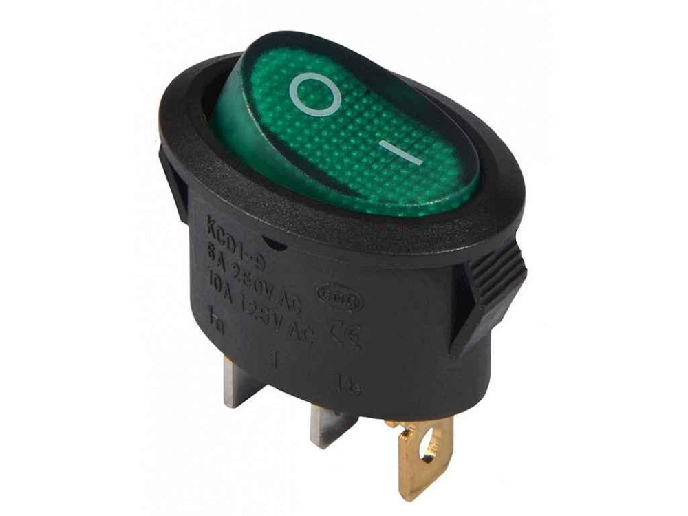 Переключатель 1 клавиатур. овал. зеленый с подсветкой KCD1-9-101N C3-GR/B 220V ТМ АСКО Киев - изображение 1