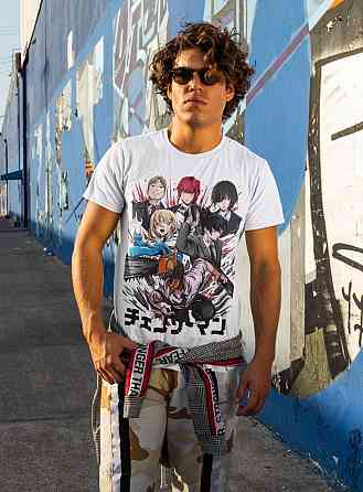 Футболка для хлопчика з аніме принтом Людина-бензопила оверсайз (зріст від 165 до 180) Чорний AnimeJ1078m Дніпро