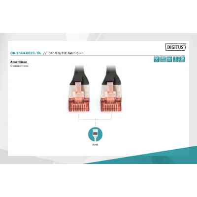 Патч-корд 0.25м, CAT 6 S-FTP, AWG 27/7, LSZH, Black Digitus (DK-1644-0025/BL) Вінниця