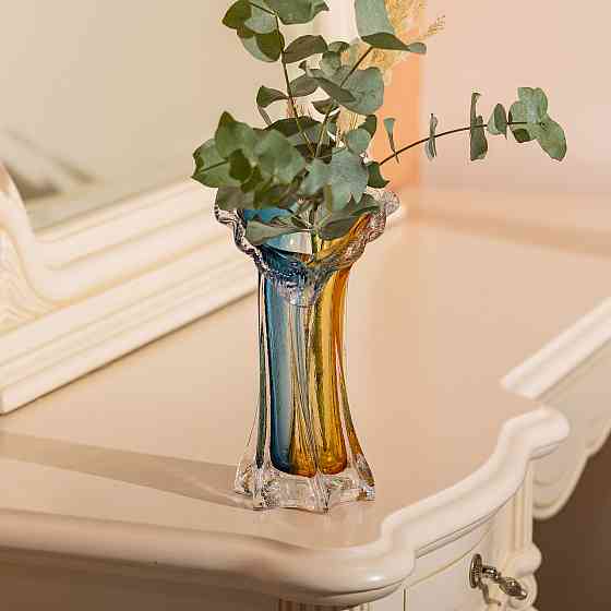 Yiwu Декоративна скляна ваза для квітів 24.5 см стильна ваза Жовто-синя HP-9-5 Киев