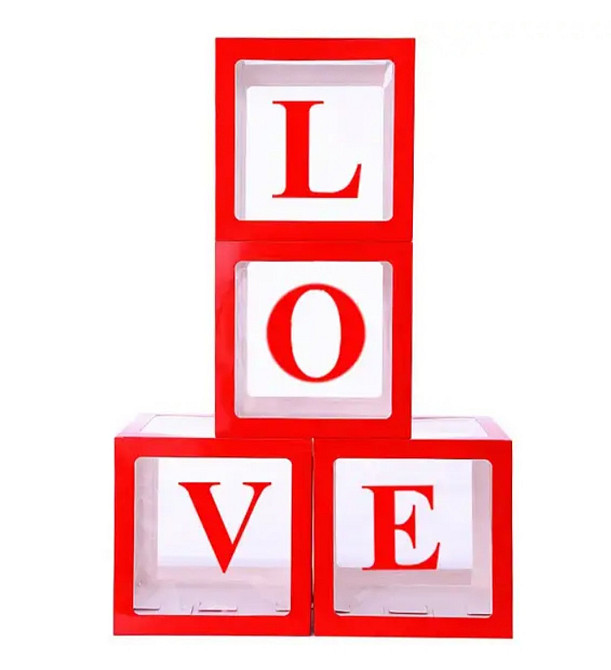 Набір коробок 30*30*30см для повітряних куль LOVE червоні грані Київ - фото 2