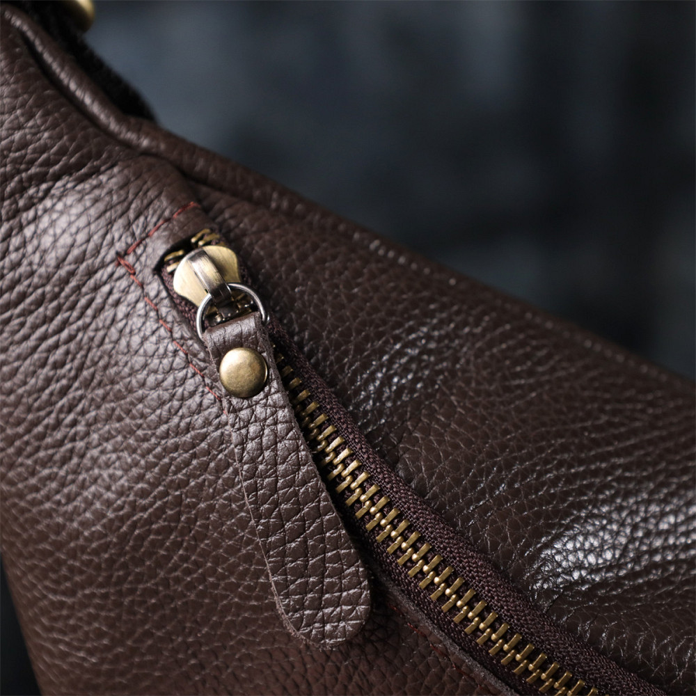 Стильная сумка бананка из зернистой натуральной кожи Shvigel 23146 Коричневый Киев - изображение 1