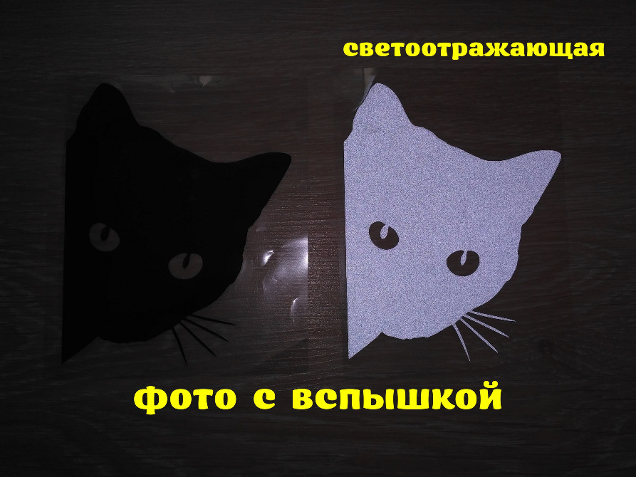 Наклейка Кот на авто Чёрная , Белая светоотражающа Киев - изображение 2