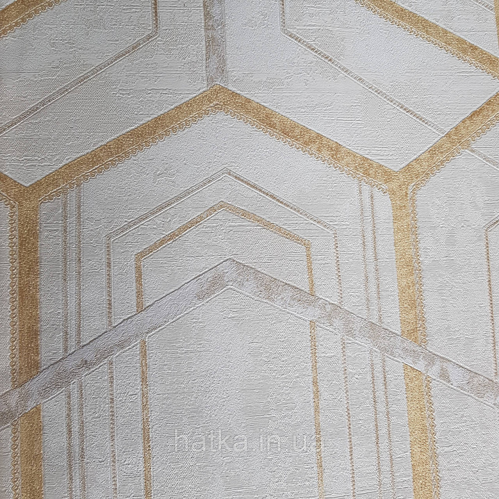 Шпалери метрові вінілові на флізелін 24 Carati Cristiana Masi геометрія смуги золотом на бежевому 3д Київ - фото 1