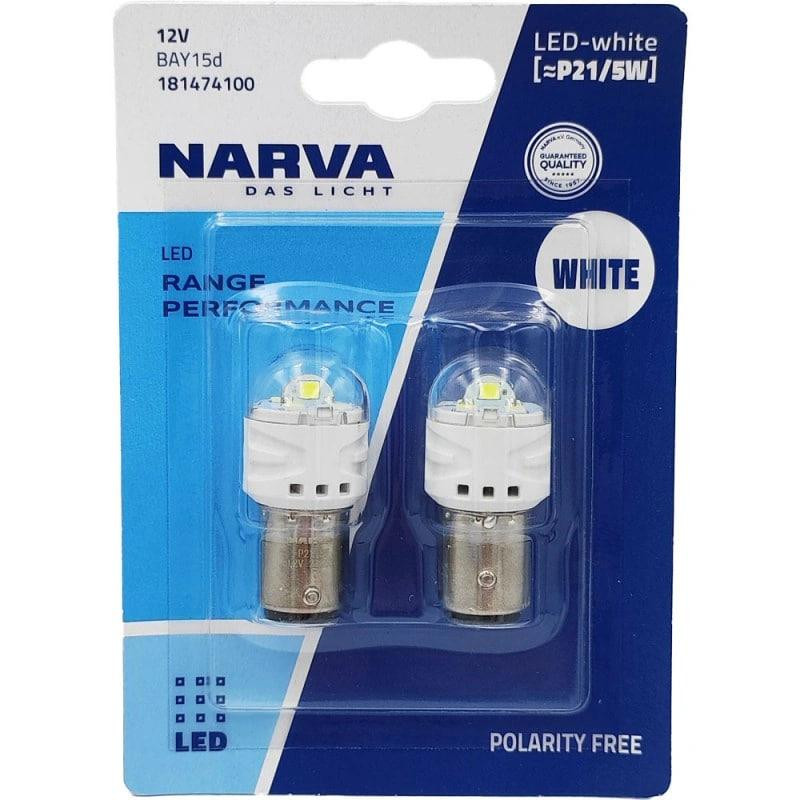 Комплект світлодіодних ламп NARVA 18147B2 P21/5W LED Range Performance 12V BAY15d WHITE 6000K (2 шт) Харків - фото 1