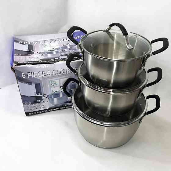 Каструля з нержавіючої сталі, Набір каструль вищої якості, Набір антипригарних каструль з кришкою SM-62 Івано-Франківськ