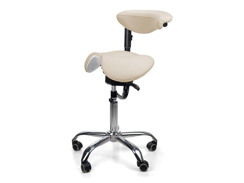 Стул-седло для мастера 8016-2, со спинкой, раздельное сиденье, 3 регулировки Бежевый Киев - изображение 2