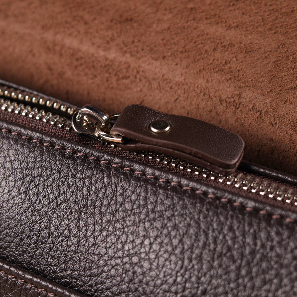 Стильний чоловічий клатч із натуральної комбінованої шкіри CANPELLINI 21566 Коричневий Київ - фото 9