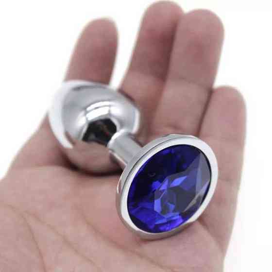 Стальная анальная пробка с кристаллом XS - 1,9*5,3 (см) – Анальные игрушки Винница