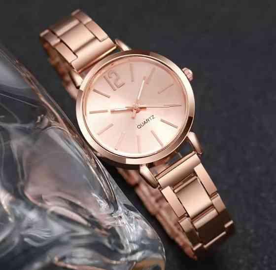 Подарочный набор для женщин сердца наручные часы браслет кольцо ожерелье серьги без коробки розовое золото Киев