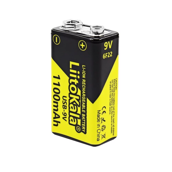 Аккумулятор Крона Liitokala 1100mAh 9V USB (Черно-желтый) Винница