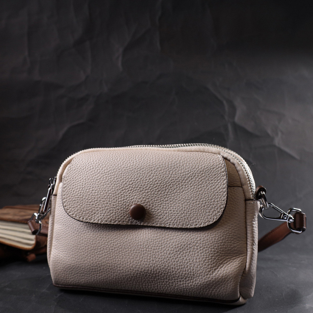 Маленькая повседневная сумка для женщин из натуральной кожи Vintage 22323 Белая Киев - изображение 9