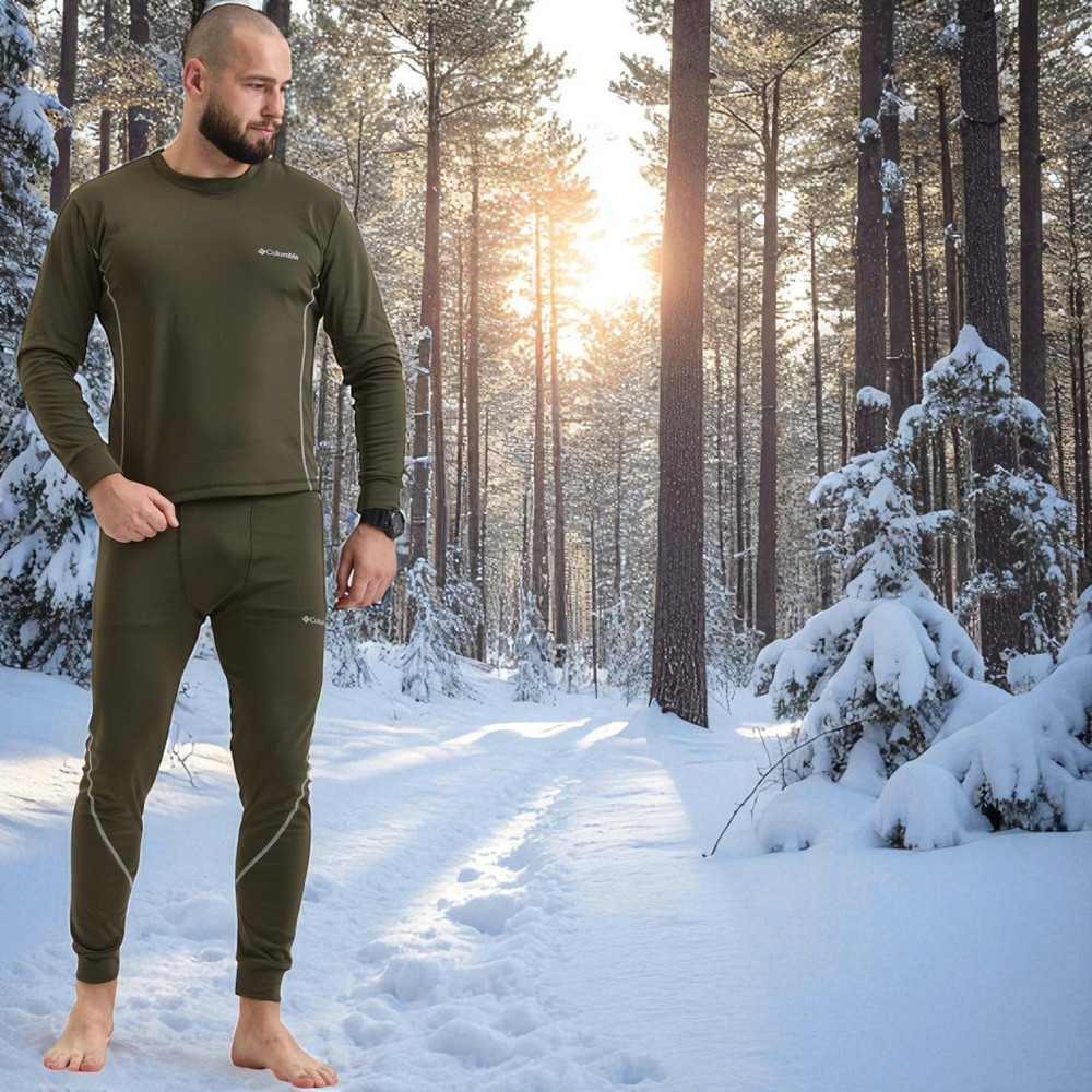 Мужское зимнее термобелье хаки Columbia, костюм мужского термобелья солумбия хаки цвета флисовое теплое Львов - изображение 2
