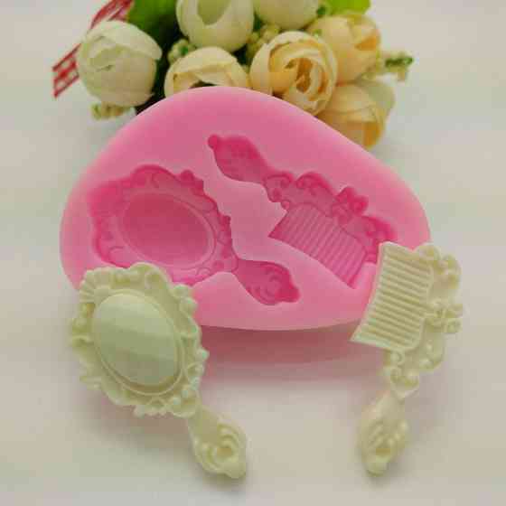 Силиконовый молд Расческа и Зеркало 65 на 43 мм розовый Киев